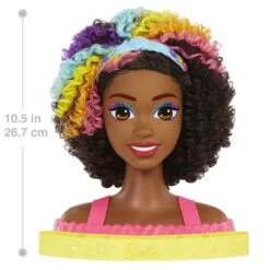 MATTEL Barbie Ultra Chevelure - Tête à Coiffer Brune Avec Mèches Arc-en-ciel